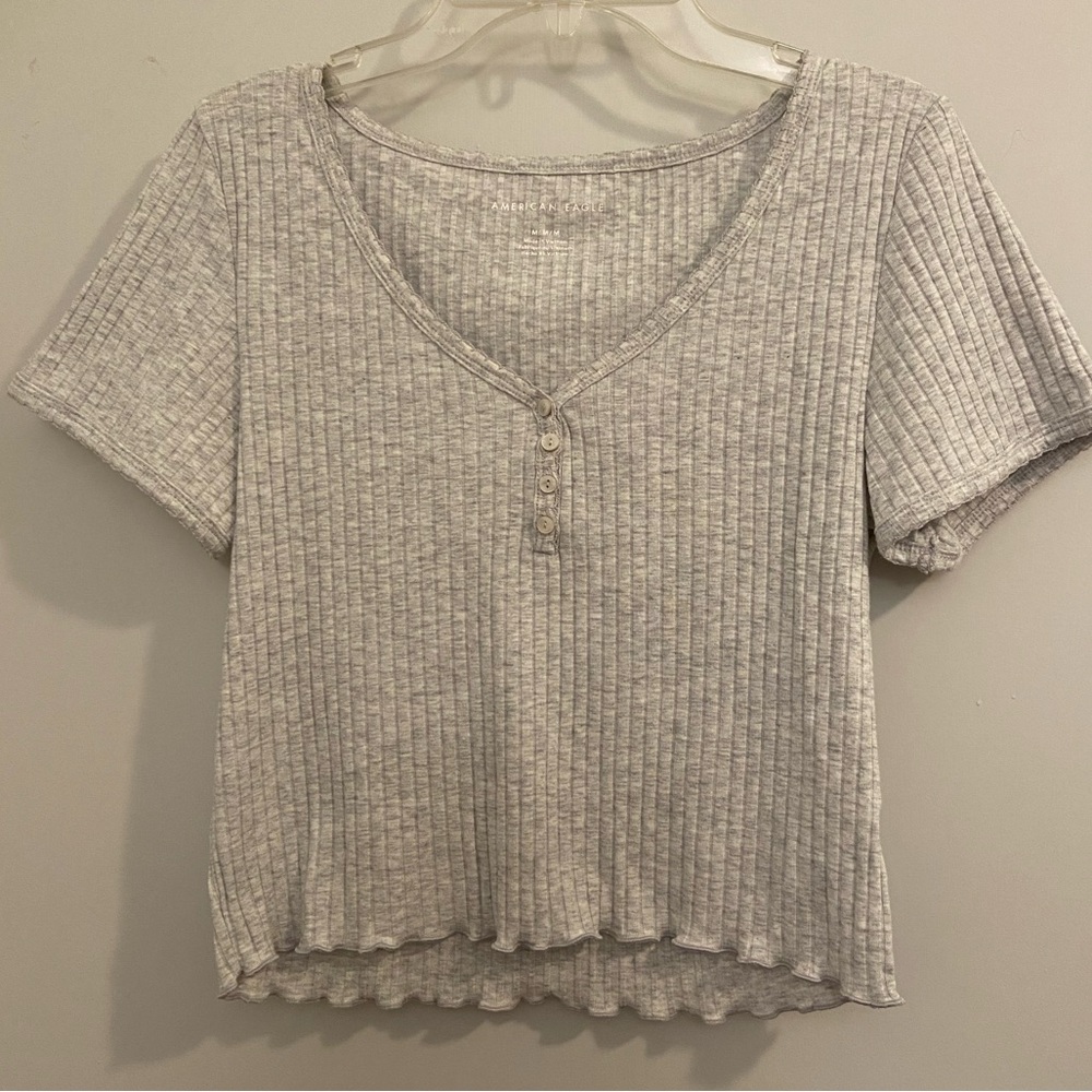 Gray Ribbed American Eagle crop top
